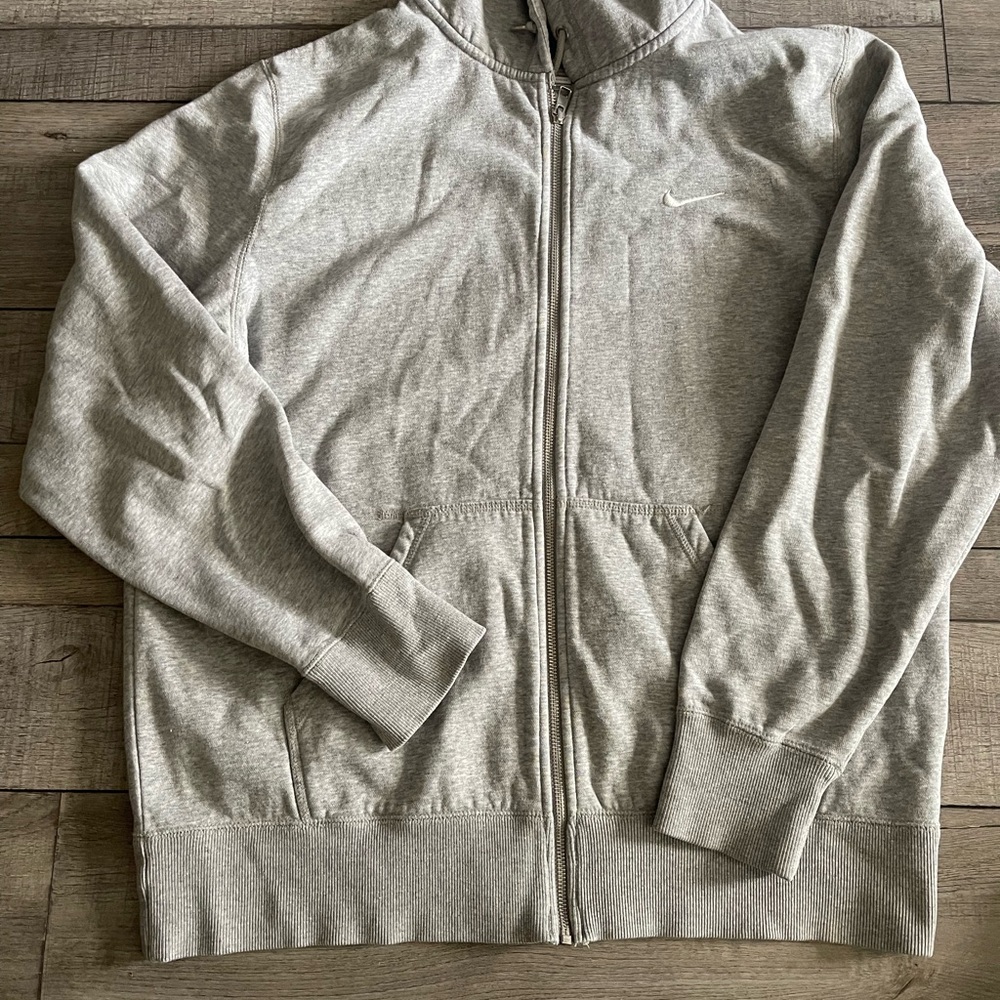 Nike Men's Gray Zip-Up Hoodie Size XL Heavyweight Style Gentle Used